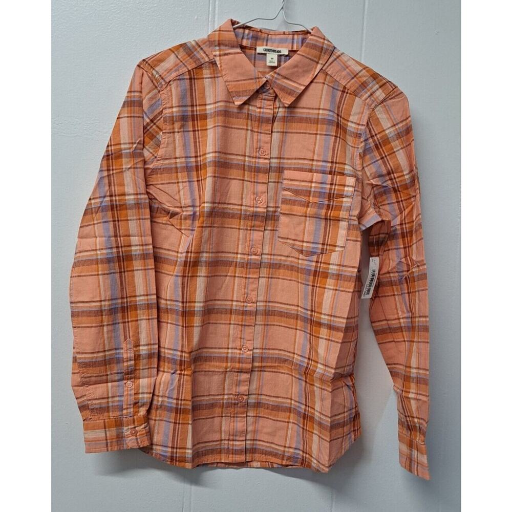 Goodthreads Women's Washed Cotton Boyfriend Shirt , Plaid Long Sleeves XS
